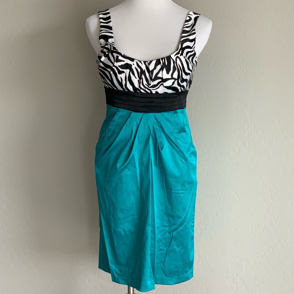 Sleeveless Zebra Print Teal dress